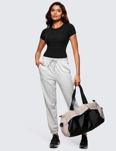 CRZ YOGA Cotton Short Sleeve Bodysuit for Women Casual Basic T Shirts Top Soft Breathable Crew Neck Sexy Thong Bodysuit in Saudi Arabia