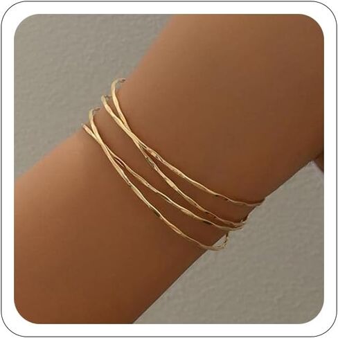 Arm Cuff for Women 18k Gold Plated Arm Bracelet Upper Arm Cuffs Jewelry Thin Arm Cuff Silver Minimalist Arm Bangle Bracelet for Cool in Kuwait