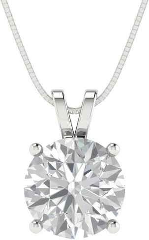 Clara Pucci 3.0 ct Round Cut Stunning Genuine Lab Created White Sapphire Solitaire Pendant With 18" Gold Chain box 14k White Gold in Saudi Arabia