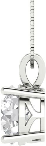 Clara Pucci 3.0 ct Round Cut Stunning Genuine Lab Created White Sapphire Solitaire Pendant With 18" Gold Chain box 14k White Gold in Saudi Arabia