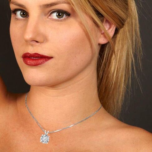 Clara Pucci 3.0 ct Round Cut Stunning Genuine Lab Created White Sapphire Solitaire Pendant With 18" Gold Chain box 14k White Gold in Saudi Arabia