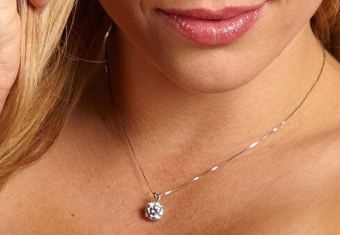 Clara Pucci 3.0 ct Round Cut Stunning Genuine Lab Created White Sapphire Solitaire Pendant With 18" Gold Chain box 14k White Gold in Saudi Arabia