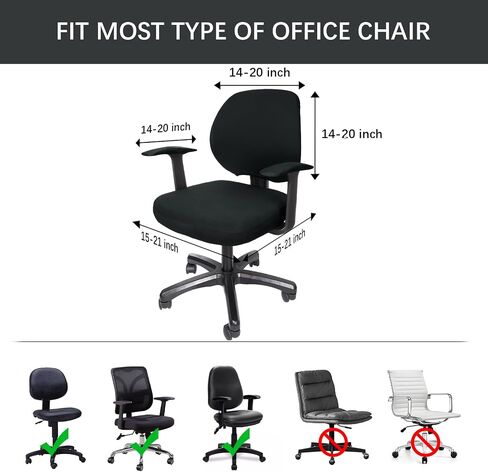 WOMACO Office Computer Chair Cover with Armrest Covers, Stretch Universal Rotating Rolling Desk Chair Slipcover, 4 PCS Stretchable Office Chair Seat Protector (Black, with Armrest Covers) in Saudi Arabia