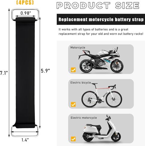Motorcycle Battery Strap, Rubber Band Battery Fixed Strap Replacement, Stretchable Battery Strap Holder Belt with Metal Buckles, Scooter Motorcycle Accessories Parts (2 PCS) in Saudi Arabia