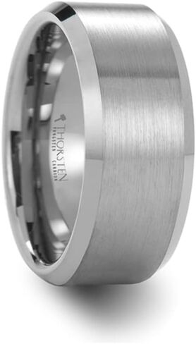 Mens Tungsten Brushed Center Flat Wedding Ring - Beveled Comfort Fit - 4mm 6mm 7mm 8mm 10mm 12mm Wide - Style name: SHEFFIELD in Saudi Arabia