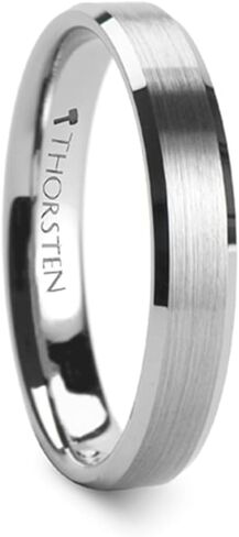 Mens Tungsten Brushed Center Flat Wedding Ring - Beveled Comfort Fit - 4mm 6mm 7mm 8mm 10mm 12mm Wide - Style name: SHEFFIELD in Saudi Arabia