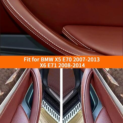 Car Door Handle Accessories Compatible with BMW X5 E70 07-13 / X6 E71 08-14 Door Pull Handle, Interior Door Handles Replace Trim Cover,3.0si 4.8i 30i 48i 35d 30i 50i 35i (Reddish Brown) in Saudi Arabia