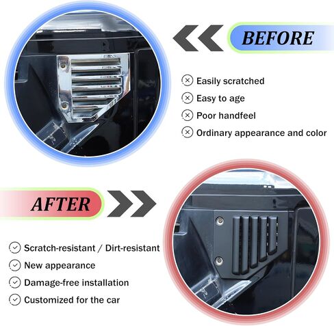أغطية فتحات تهوية جانبية لغطاء محرك السيارة مناسبة لسيارة Hummer H2 2003-2009، غطاء شبكات تهوية جانبية للمحرك، غطاء فتحة تهوية جانبية للسيارة بغطاء خارجي (فضي) in Kuwait