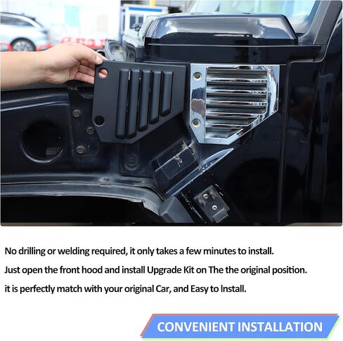 أغطية فتحات تهوية جانبية لغطاء محرك السيارة مناسبة لسيارة Hummer H2 2003-2009، غطاء شبكات تهوية جانبية للمحرك، غطاء فتحة تهوية جانبية للسيارة بغطاء خارجي (فضي) in Kuwait