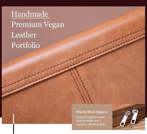 Leather Portfolio with 3 Ring Binder, Vegan Leather Padfolio Zippered, A4 Notebook Holder Laptop Sleeve Professional Business Organizer Gift for Men and Women, Black in Saudi Arabia