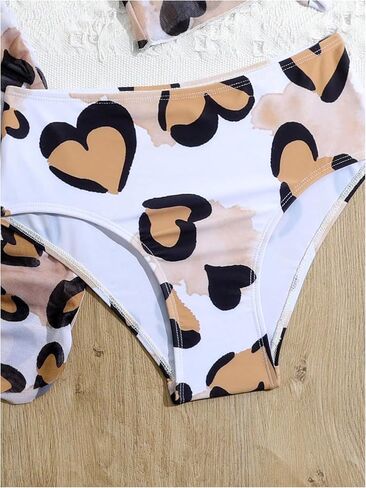 Milumia Girl's 4 Piece Heart Printed Swimsuits Crisscross Swimsuits Bathing Suits with Cover Up Sets in Saudi Arabia