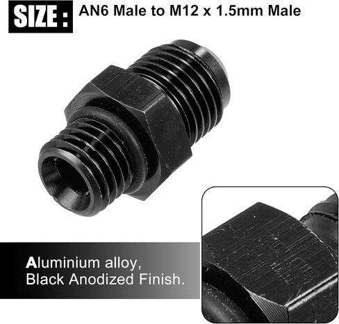 X AUTOHAUX أسود 6AN ذكر إلى M18 x 1.5 مم ذكر متري خيط تركيب محول مضيئة الاتحاد المقرنة خط زيت الوقود خرطوم نهاية سبائك الألومنيوم المناسب محول للسيارة in Saudi Arabia