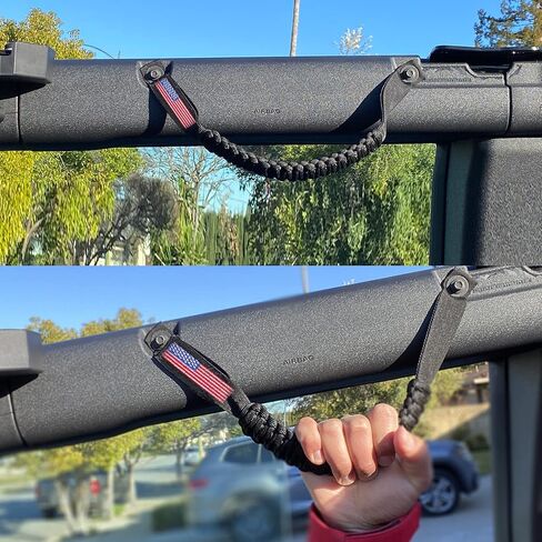 BESTAOO Roll Bar Grab Handles Paracord Grip Handle for Ford Bronco Accessories 2021 2022 2023 2024, 2 Pack (Black) in Kuwait