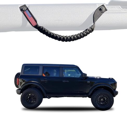 BESTAOO Roll Bar Grab Handles Paracord Grip Handle for Ford Bronco Accessories 2021 2022 2023 2024, 2 Pack (Black) in Kuwait