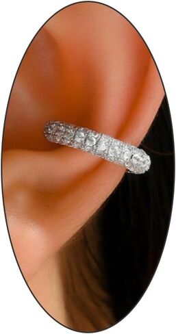 Non Pierced Crystal Ear Cuff Earrings for Teens,14K Gold Plated Cubic Zirconia Hoop Huggie Cartilage Earrings Party Chunky Clip On Earrings Jewelry in Saudi Arabia
