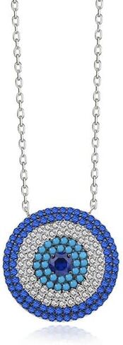 Mesmerizing 14K Gold Delicate Moissanite Pendant Necklace, Protective Round Evil Eye Charm, Unique Birthday Gift, 15.75 Inch Chain in Saudi Arabia