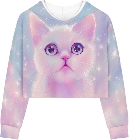 Long Sleeve Crop Tops for Girls 5-14Years Kids Hoodies & Sweatshirt in Kuwait