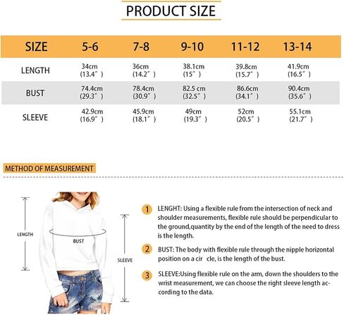 Long Sleeve Crop Tops for Girls 5-14Years Kids Hoodies & Sweatshirt in Kuwait