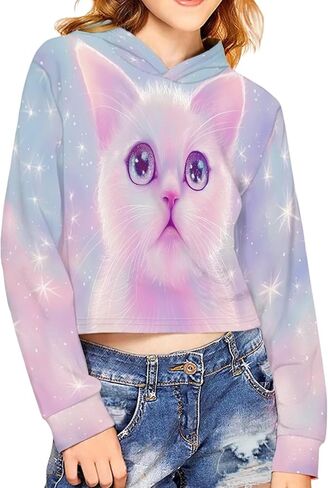 Long Sleeve Crop Tops for Girls 5-14Years Kids Hoodies & Sweatshirt in Kuwait