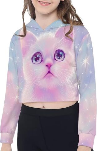 Long Sleeve Crop Tops for Girls 5-14Years Kids Hoodies & Sweatshirt in Kuwait