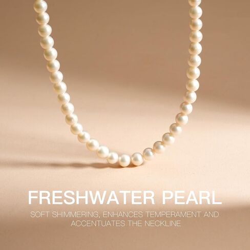 Pearl Necklace 3MM/4MM/6MM White Freshwater Pearl Choker Strands Necklace for Women/Mother/Girlfriend Jewelry Gifts for Wedding Birthday in Saudi Arabia