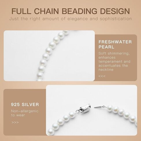 Pearl Necklace 3MM/4MM/6MM White Freshwater Pearl Choker Strands Necklace for Women/Mother/Girlfriend Jewelry Gifts for Wedding Birthday in Saudi Arabia