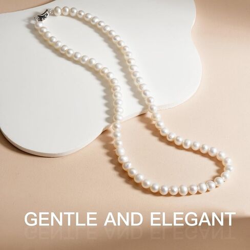 Pearl Necklace 3MM/4MM/6MM White Freshwater Pearl Choker Strands Necklace for Women/Mother/Girlfriend Jewelry Gifts for Wedding Birthday in Saudi Arabia