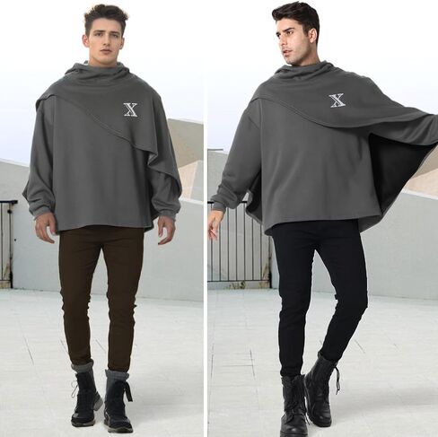 Men's Fashion Hoodies Techwear Poncho Shawl Sweatshirts Patchwork Hip Hop Athletic Casual Pullover Coat Unisex in Saudi Arabia