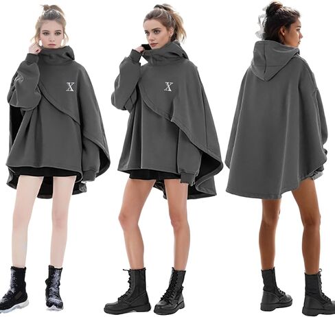 Men's Fashion Hoodies Techwear Poncho Shawl Sweatshirts Patchwork Hip Hop Athletic Casual Pullover Coat Unisex in Saudi Arabia