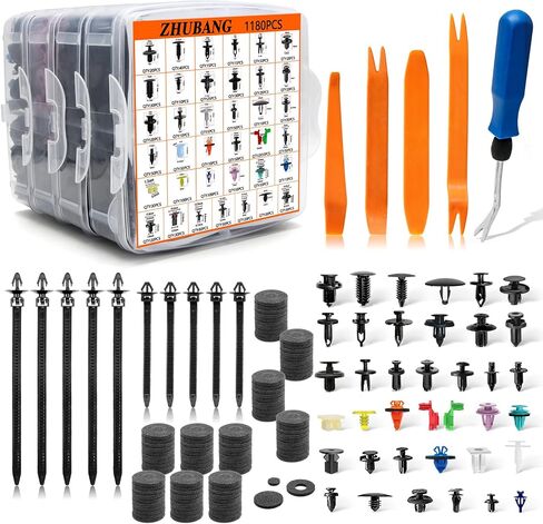955PCS Car Push Retainer Clips Door Panel Trim Clamp Kit Auto Fasteners Assortment with 38 Most Popular Size Nylon Bumper Fender for GM Ford Toyota Honda Chevrolet BMW Benz Audi Nissan Mazda in Saudi Arabia
