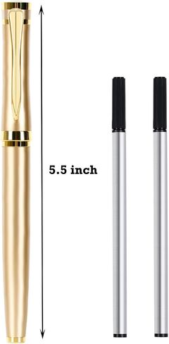 Ballpoint pen with Gift Box, Luxury Writing Pen with 2 Extra Black Ink Refills Executive Pens Line width 0.5mm Business Pen Fancy Pen set for Men &Women. (Gold) in Saudi Arabia