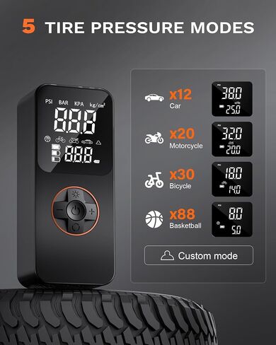 Tire Inflator Portable Air Compressor, 20000mAh & 150 PSI Fast Inflation, 3X Fast Inflation, Cordless Tire Inflator, Air Pump with Tire Gauge Pressure for Car Tires, Bicycle, Motorcycles, Ball in Saudi Arabia
