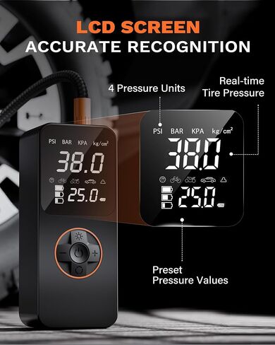 Tire Inflator Portable Air Compressor, 20000mAh & 150 PSI Fast Inflation, 3X Fast Inflation, Cordless Tire Inflator, Air Pump with Tire Gauge Pressure for Car Tires, Bicycle, Motorcycles, Ball in Saudi Arabia