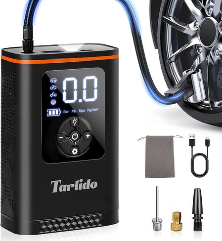 Tire Inflator Portable Air Compressor, 150 PSI Smart Air Pump for Car Tires Cordless with Digital Pressure and LED Light, Quick Inflation for Car, Motorcycle, Bicycle and Balls in Kuwait