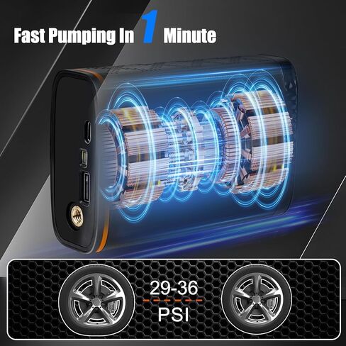 Tire Inflator Portable Air Compressor, 150 PSI Smart Air Pump for Car Tires Cordless with Digital Pressure and LED Light, Quick Inflation for Car, Motorcycle, Bicycle and Balls in Kuwait