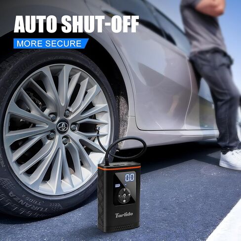 Tire Inflator Portable Air Compressor, 150 PSI Smart Air Pump for Car Tires Cordless with Digital Pressure and LED Light, Quick Inflation for Car, Motorcycle, Bicycle and Balls in Kuwait
