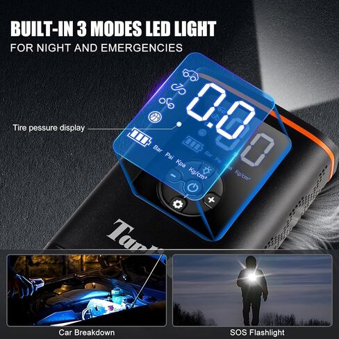 Tire Inflator Portable Air Compressor, 150 PSI Smart Air Pump for Car Tires Cordless with Digital Pressure and LED Light, Quick Inflation for Car, Motorcycle, Bicycle and Balls in Kuwait