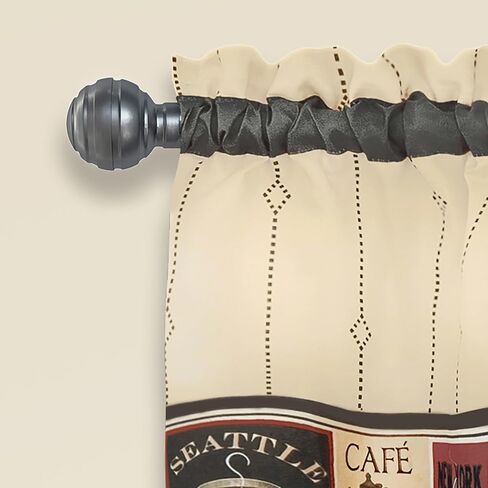 Complete 3 Piece Seattle Coffee Shoppe Retro Cafe Rod Pocket Kitchen Curtain Tier & Valance Set - Assorted Sizes (36 in. Long) in Saudi Arabia