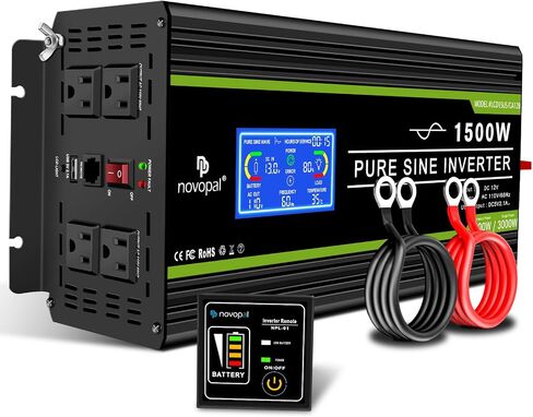 NOVOPAL 2000 Watt Pure Sine Wave Power Inverter DC 12V to AC 110V 120V Rv Inverters with 1 USB Port-16 feet Remote Control, LCD Display for Truck, Hurricane, Home in Saudi Arabia