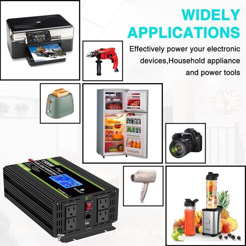NOVOPAL 2000 Watt Pure Sine Wave Power Inverter DC 12V to AC 110V 120V Rv Inverters with 1 USB Port-16 feet Remote Control, LCD Display for Truck, Hurricane, Home in Saudi Arabia