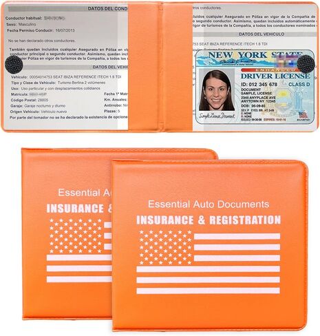 Car Registration and Insurance Holder, 2 Pack Premium Auto Essential Document Organizers with Strong Velcro Closure, Universal Vehicle Interior Accessories for Most Cars(Style 1, Black) in Kuwait