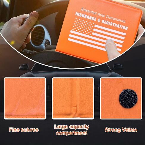 Car Registration and Insurance Holder, 2 Pack Premium Auto Essential Document Organizers with Strong Velcro Closure, Universal Vehicle Interior Accessories for Most Cars(Style 1, Black) in Kuwait