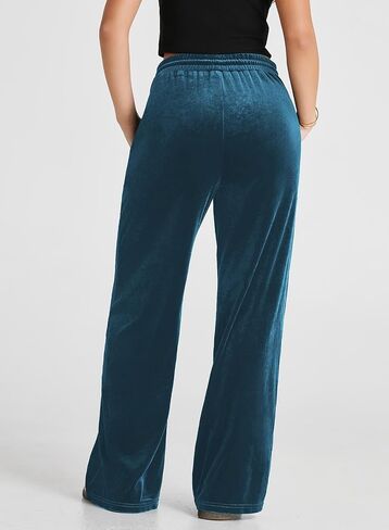 Herseas Women's Velvet Pants Drawstring Waist Wide Leg Casual Lounge Pant in Saudi Arabia