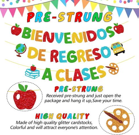 لافتة Bienvenidos De Regreso A Clases لافتة Bienvenidos باللغة الإسبانية للفصل الدراسي مرحبًا بالعودة إلى المدرسة، إكليل اليوم الأول من المدرسة، ديكورات لوحة الإعلانات للفصل الدراسي in Saudi Arabia
