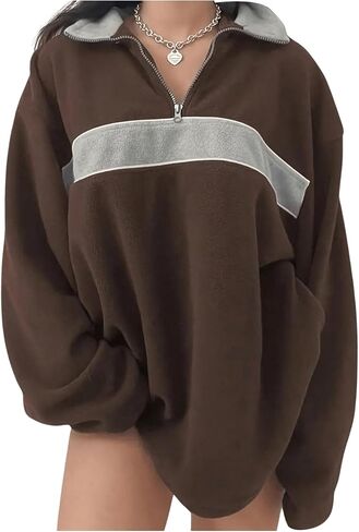 SOLY HUX Women's Color Block Sweatshirt Half Zip Long Sleeve Drop Shoulder Pullover Tops in Saudi Arabia
