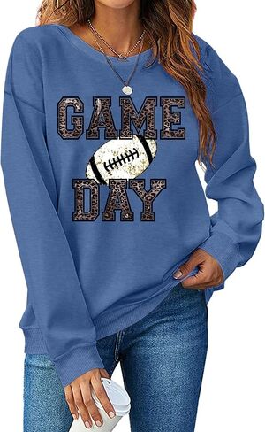 Game Day Sweatshirt Women Football Graphic Long Sleeve Shirt Football Season Pullover Tops in Saudi Arabia