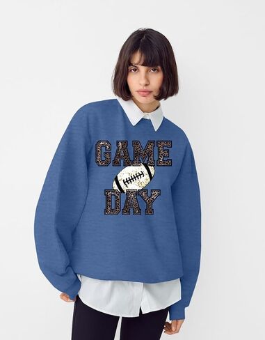 Game Day Sweatshirt Women Football Graphic Long Sleeve Shirt Football Season Pullover Tops in Saudi Arabia