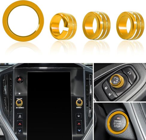 غطاء مقبض ضبط الصوت لسوبارو Crosstrek 2024 2025 ملحقات Impreza 20-24 Legacy Outback 22-23 WRX 24 Ascent Engine Start Stop Button Outer Ring حلقة مرآة الرؤية الخلفية، 4 قطع (أزرق) in Kuwait