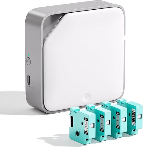 ماكينة صنع الملصقات مع شريط D1600 محمولة بتقنية البلوتوث، ماكينة صنع الملصقات اللاسلكية لتنظيم المنزل والمكتب، صانع ملصقات صغير مع قوالب متعددة، أبيض-وردي in Kuwait