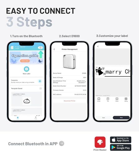 ماكينة صنع الملصقات مع شريط D1600 محمولة بتقنية البلوتوث، ماكينة صنع الملصقات اللاسلكية لتنظيم المنزل والمكتب، صانع ملصقات صغير مع قوالب متعددة، أبيض-وردي in Kuwait